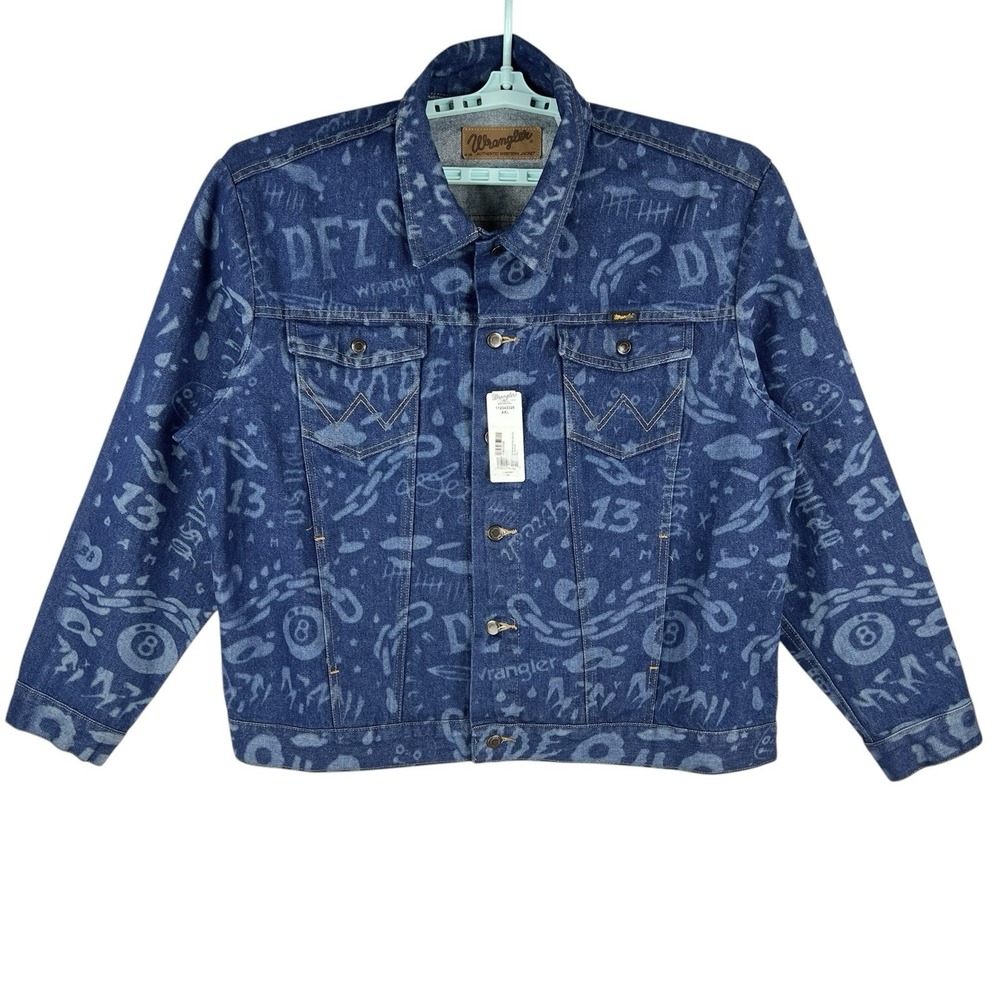 Wrangler x Deadfellaz Men's Western Blue Denim Jacket Sz XXL Limited Edition NWT